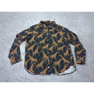 Jane+Delancey Button Up Shirt Women S Safari Giraffe Wildlife Oversized
